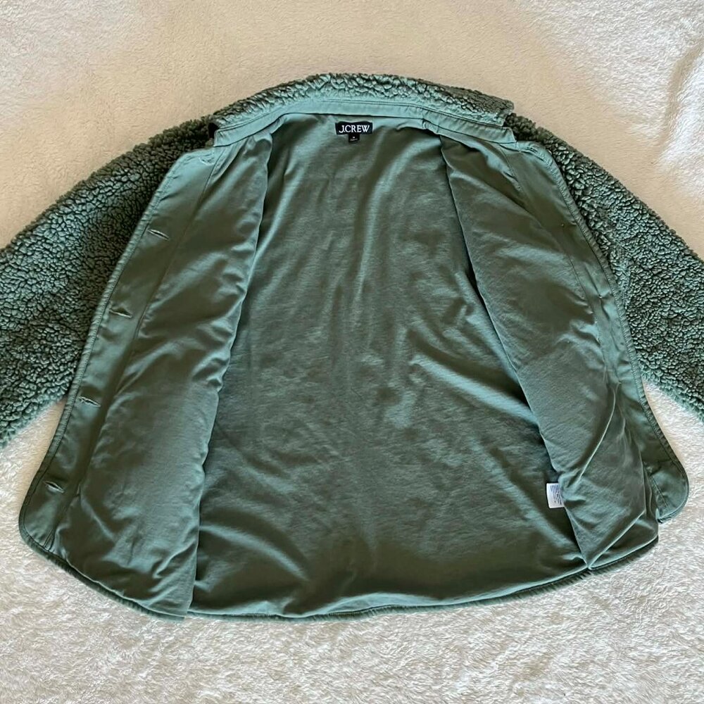 J.Crew Faux Sherpa Barn Jacket in a Sage Color Women's size Medium - Picture 4 of 7